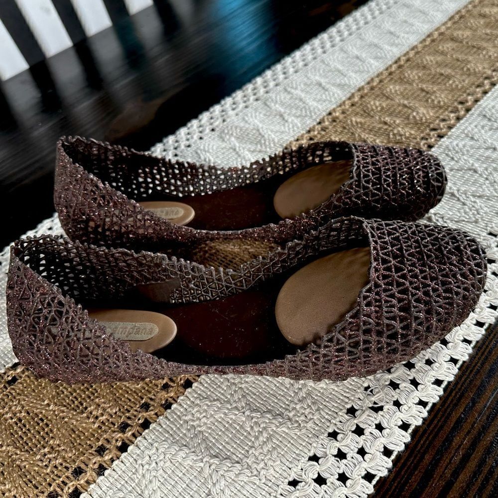 Melissa + Campana Brown Glitter Jelly Sandal Flat - Picture 2 of 7